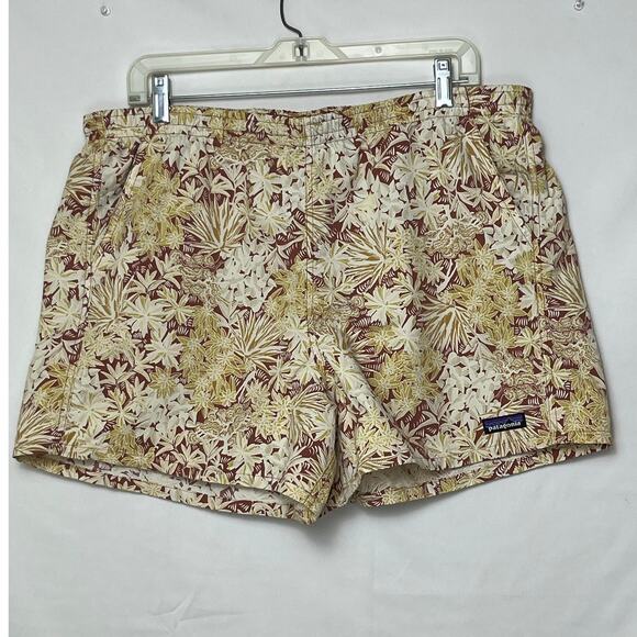 Patagonia Mens XL Yellow Brown Netplus Floral Swim Trunks Quick Dry Board Shorts - Picture 1 of 7